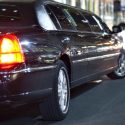 low angle view of black limousine