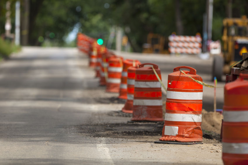 Traffic Drums in a Work Zone