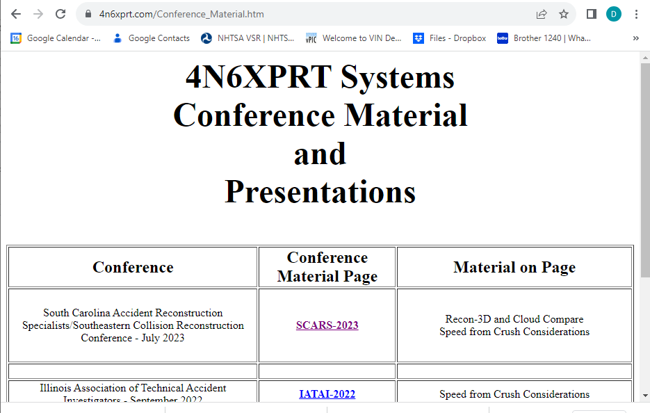 4N6XPRT Systems Conference Material and Presentations navigation page
