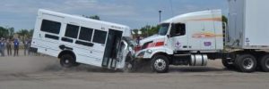 Chevrolet Bus Head On Impact with Volvo Tractor